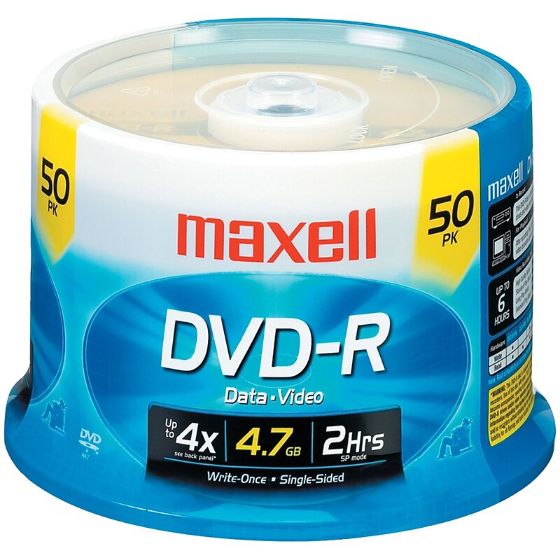 Maxell MXLDVDR50S 4.7 GB DVD-R Spindle, 50/Pack image 1