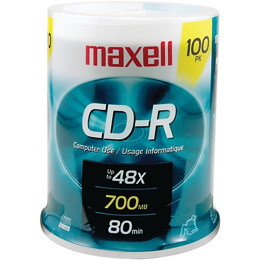 Maxell MXLCDR80100S 700 MB CD-R Spindle, 100/Pack | Staples