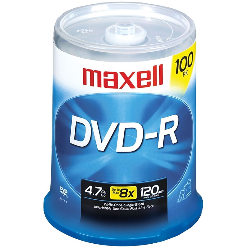 Maxell MXLDVDR100S 4.7 GB DVD-RS Spindle, 100/Pack image 1