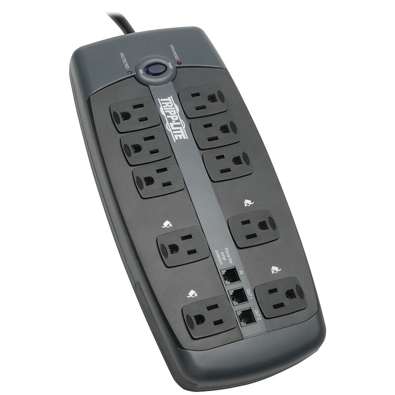 Tripp Lite 10 Outlet Surge Suppressor, 6' Cord, 2395 Joules (TLP1008TEL) image 1