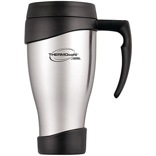 black thermos coffee mug