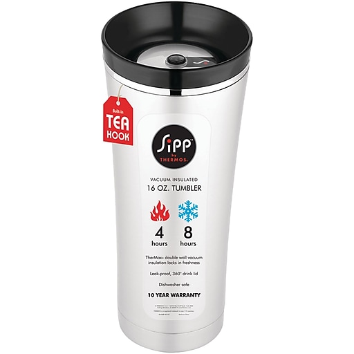 Thermos Sipp Vacuum Insulated Drink Bottle With Lid 16 Oz BlackSilver -  Office Depot