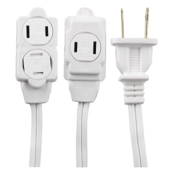 GE 12' 3-Outlet Extension Cord, White
