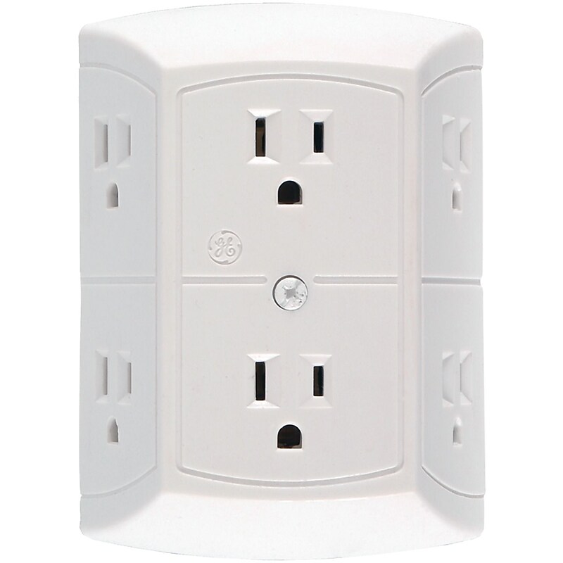 GE 15 Amp 6 Outlet In-wall Adapter, White (JASHEP50759) image 1