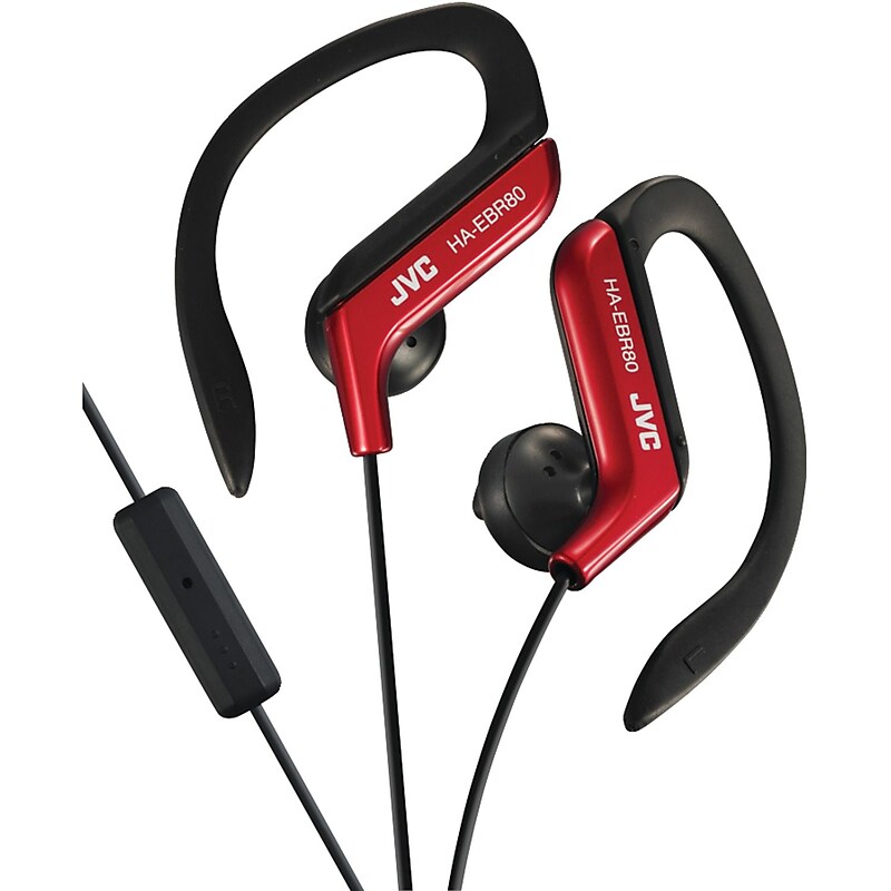 JVC HA-EBR80R Stereo Sport-clip In-Ear Headphone with Mic and Remote, Red image 1