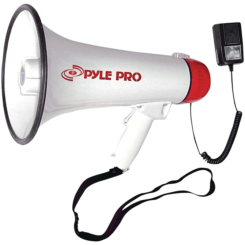 Pyle Pro PMP40 Professional Megaphone with Siren and Handheld Microphone, 40-Watt, White image 1