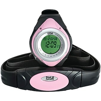 Pyle® Heart Rate Monitor Watch With Minimum, Calorie Counter, and Target Zones, Pink