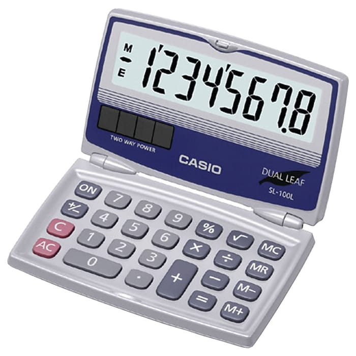 Casio® SL-100L 8-Digit Display Solar Calculator With Folding Hard