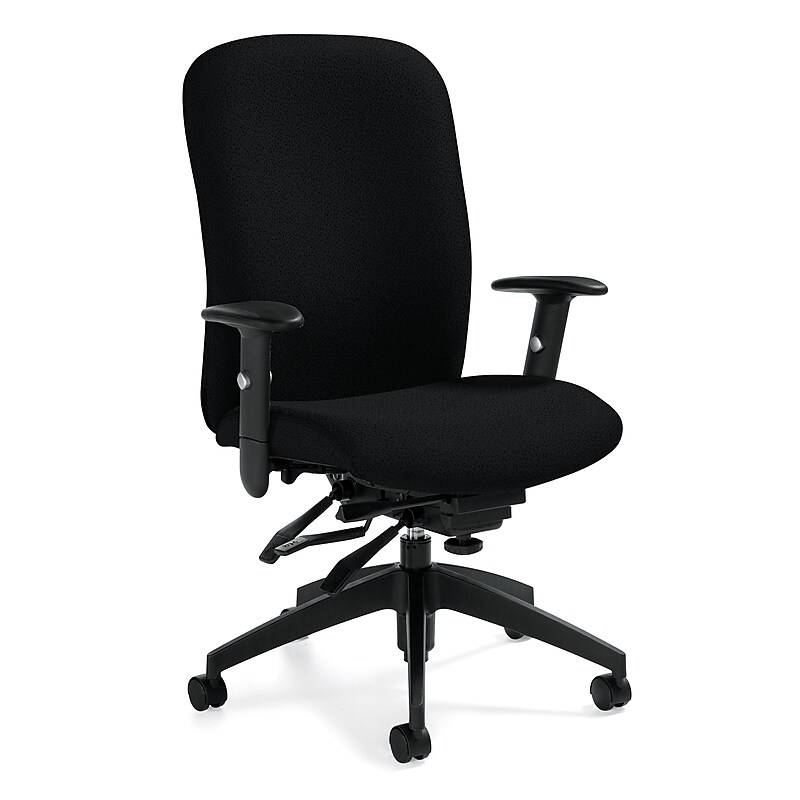 Global Truform Quilt Fabric Heavy Duty High Back Multi-Tilter Chair, Black image 1