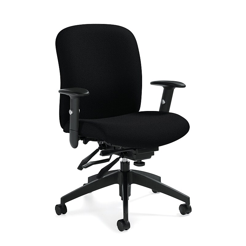 Global Truform Jenny Fabric Heavy Duty Medium Back Multi-Tilter Chair, Charcoal image 1