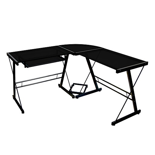 Shop Staples for Walker Edison Glass Corner Computer Desk, Black (D51B29)