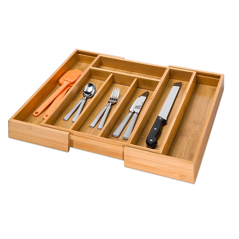 Honey Can Do Bamboo Expandable Cutlery Tray, 17"(L) image 1