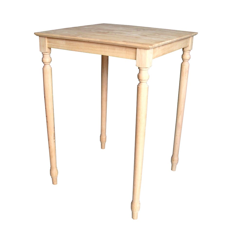 International Concepts 42 x 30 x 30 Square Solid Wood Top Table W/Turned Legs, Unfinished