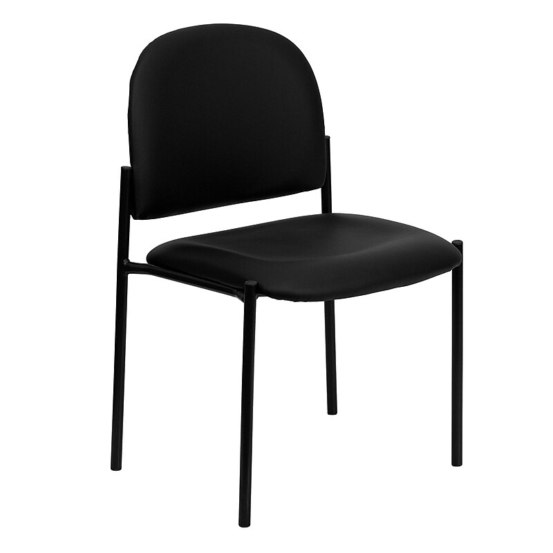 Flash Furniture Vinyl Stackable Steel Side Chairs, Black, 15/Pack image 1