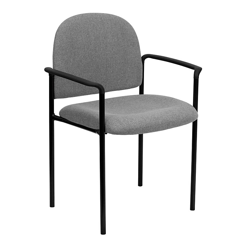 Flash Furniture Fabric Stackable Steel Side Chairs with Arms, Gray, 30/Pack (30BT5161GY) image 1