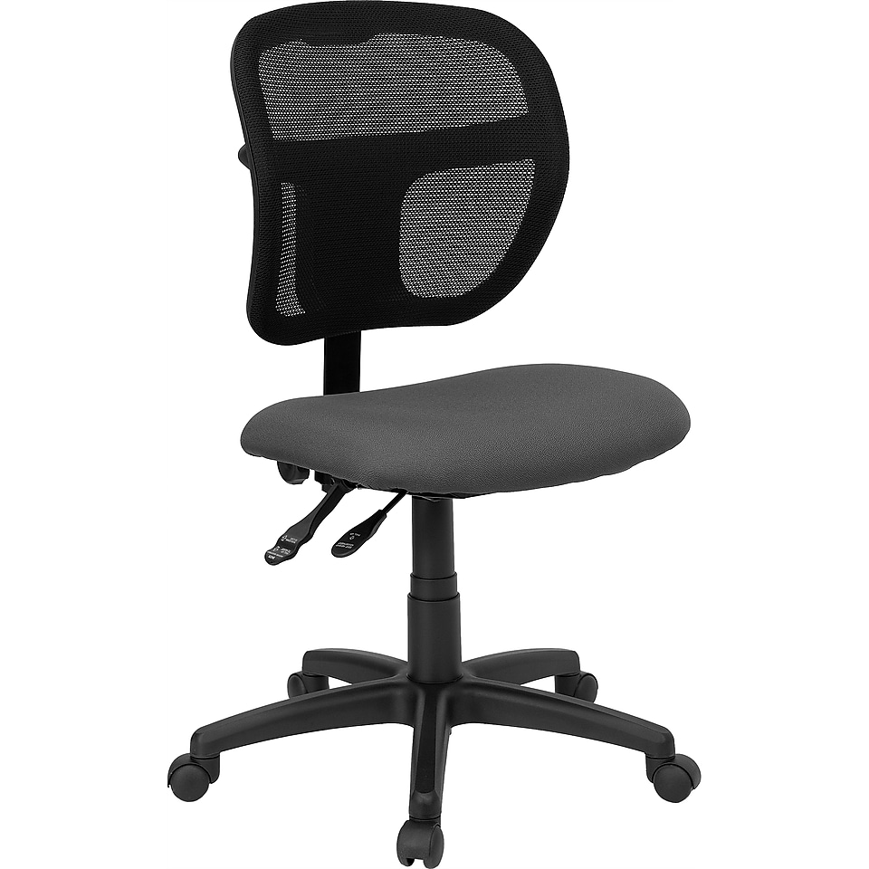 Flash Furniture WL A7671SYG GY GG Fabric Mid Back Armless Task Chair, Black/Gray