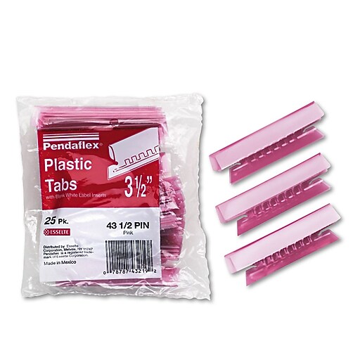 Pendaflex Hanging File Folder Tabs, 1/3 Tab, 3 1/2 Inch, Pink Tab/White