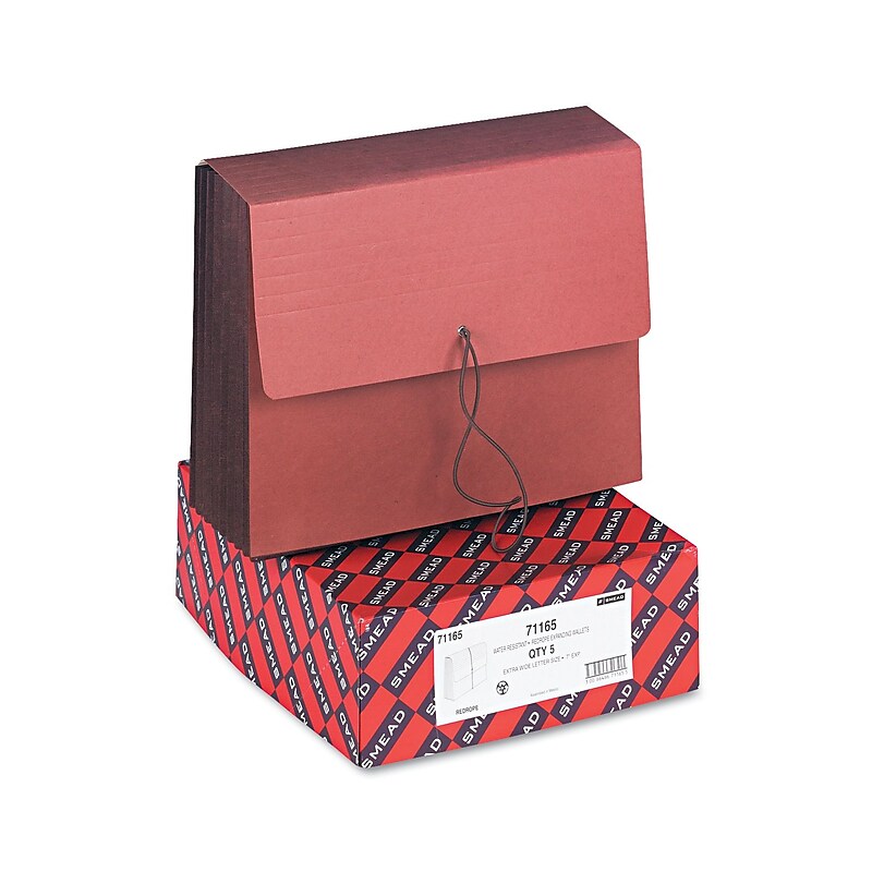 Smead 7" Heavy Duty TUFF Expanding Wallets, Letter Size, Redrope, 5/Box (71165) image 1