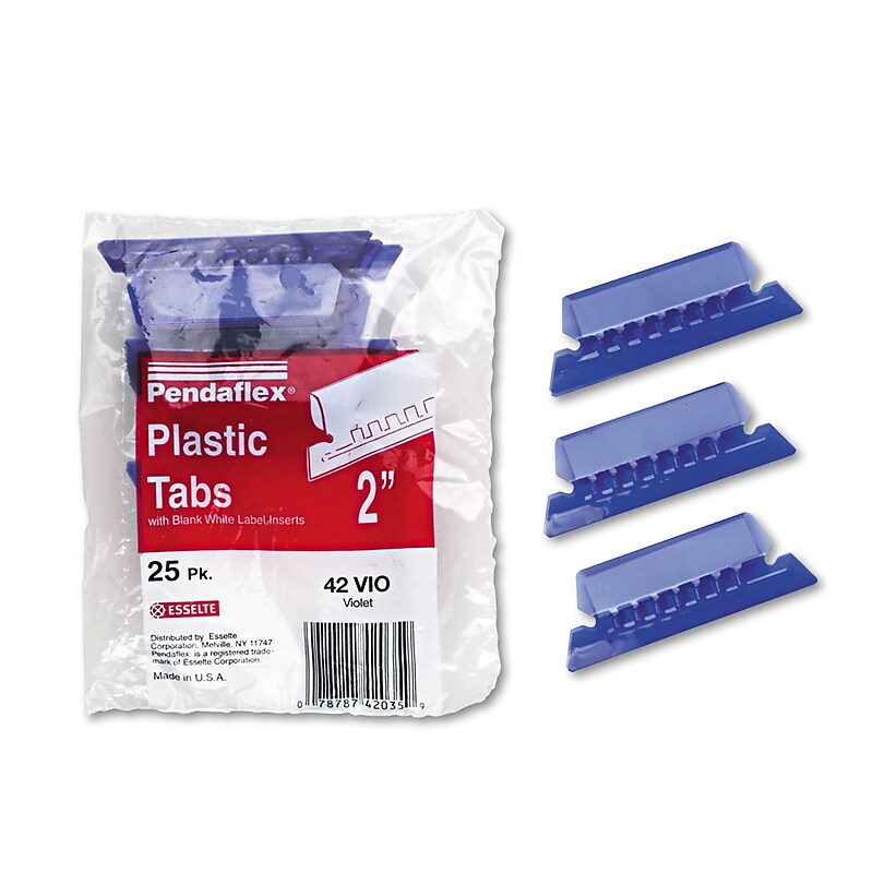 Pendaflex Hanging File Folder Tabs, 1/5 Tab, Two Inch, Violet Tab/White Insert, 25/Pack image 1