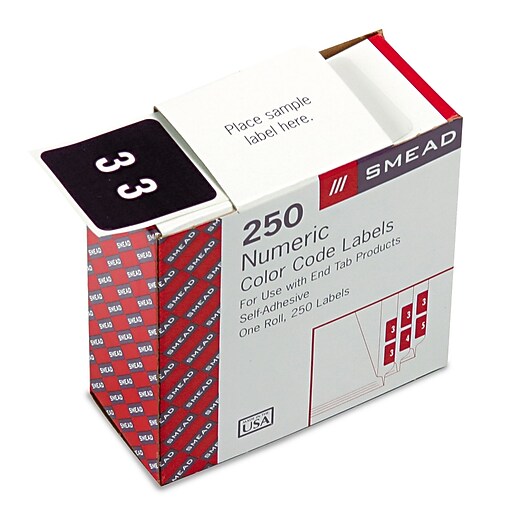 Smead DCC Color-Coded Numeric Label, 3, Label Roll, Purple ...