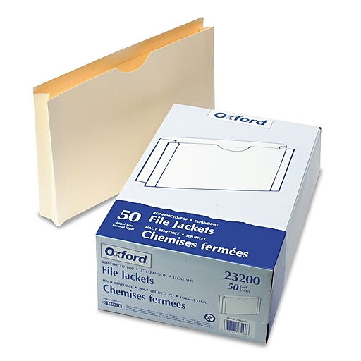 Manila Legal Size 23200EE Reinforced Straight-Cut Tabs with Thumb Cut 2 Expansion Pendaflex File Jackets 50 Per Box