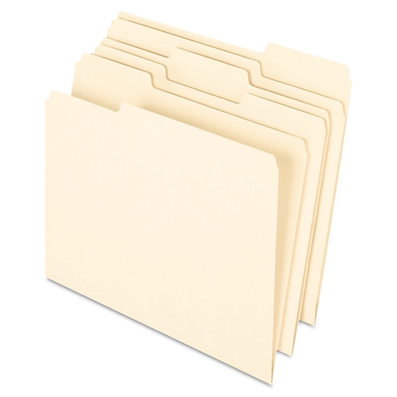 Pendaflex Earthwise Recycled File Folder, 1/3-Cut Tab, Assorted, Letter Size, Manila, 100/Box (74520) image 1