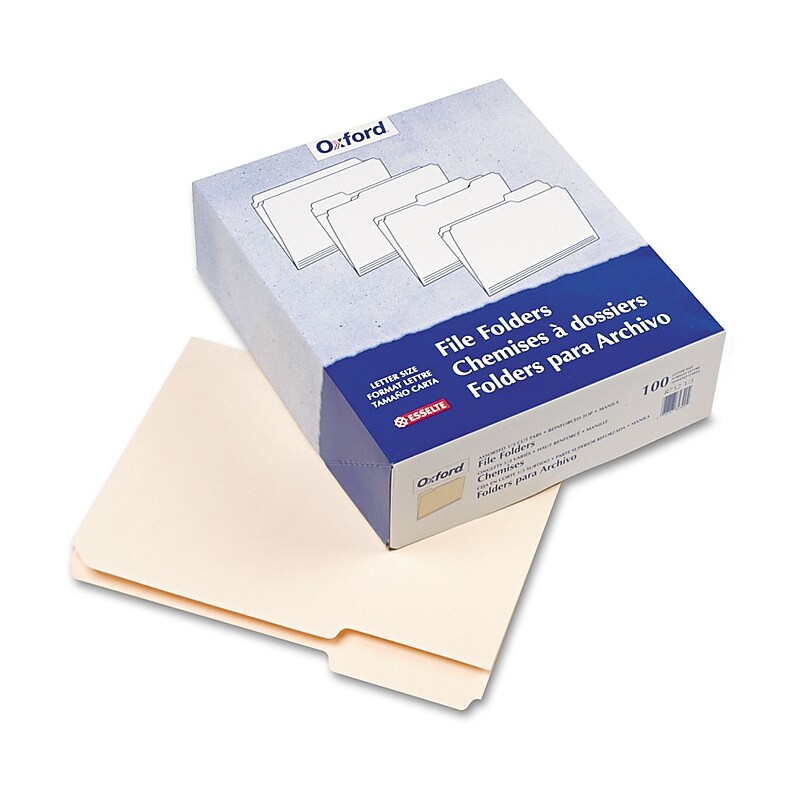 Pendaflex Recycled File Folder, 1/3-Cut Tab, Assorted, Letter Size, Manila, 100/Box (R752 1/3) image 1