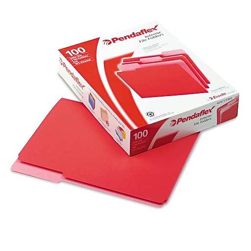 Pendaflex File Folder 3 Tab Letter Size Red 100 Box PFX 4210 1 3 