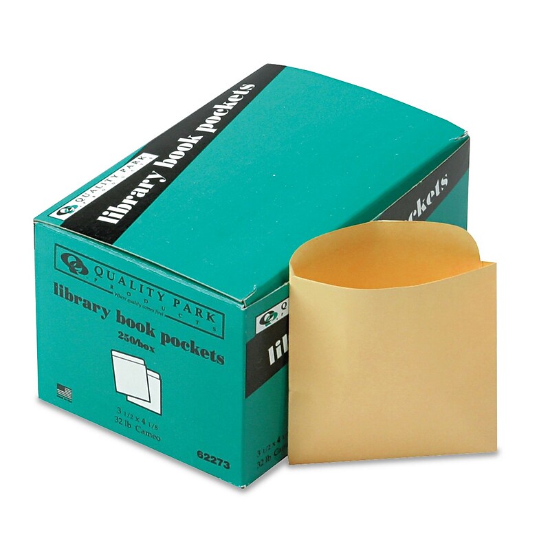 Quality Park 3 1/2" x 4.1" Library Pocket, Cream, 250/Pack image 1