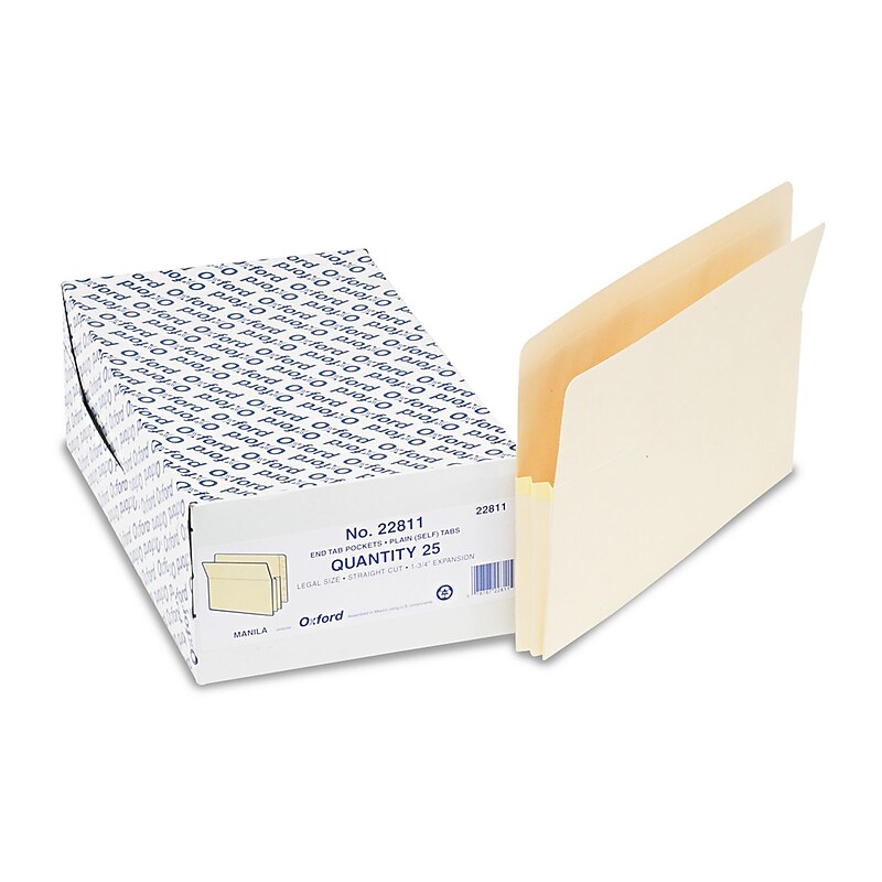 Pendaflex Reinforced File Pocket, 1 3/4" Expansion, Legal Size, Manila, 25/Box (22811) image 1