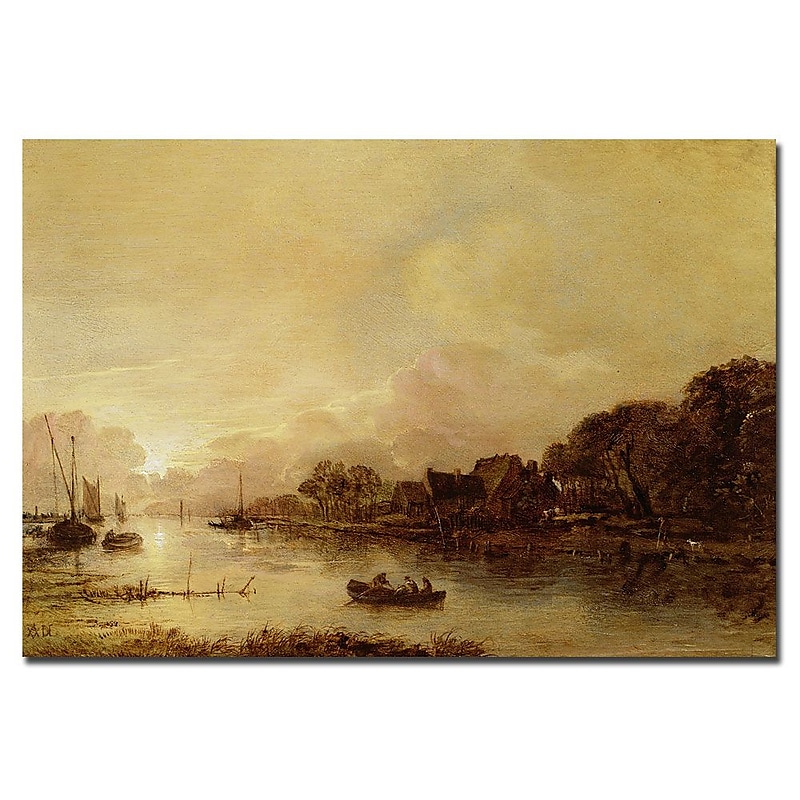 Trademark Fine Art Aert van der Neer 'River Landscape' Canvas Art image 1