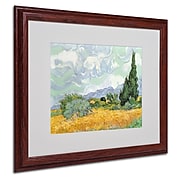 Vincent van Gogh 'Wheatfield with Cypresses 1889' Matted Fr - 16x20 Inches - Wood Frame