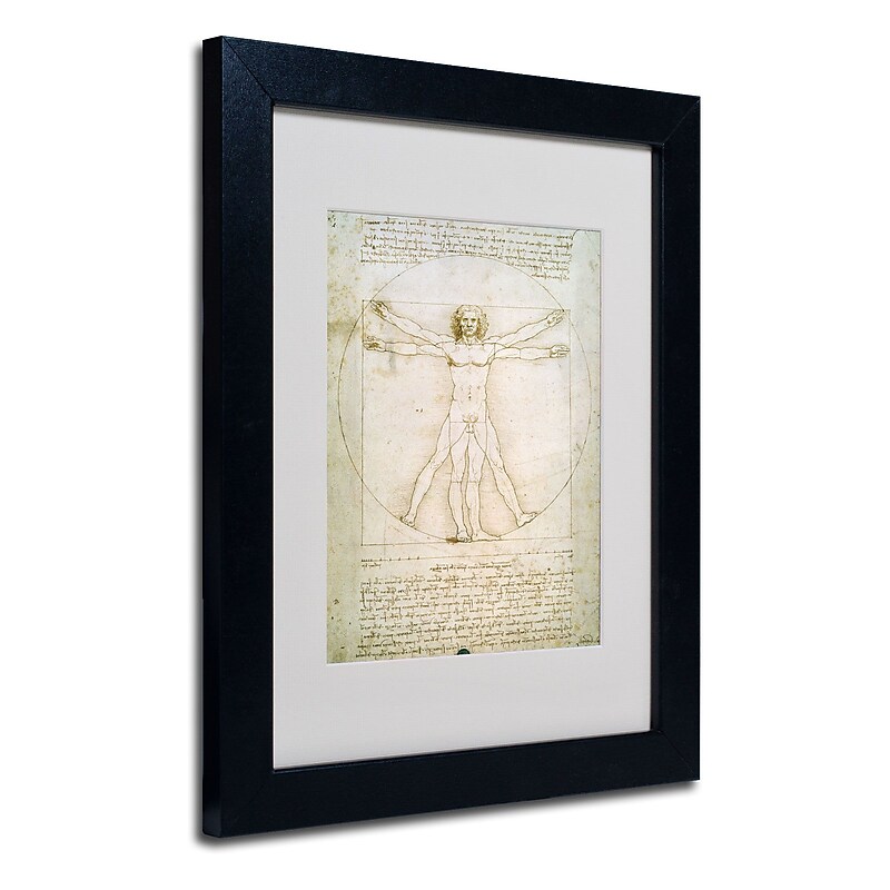 Trademark Fine Art Leonardo da Vinci 'The Proportions of the Human Figure' Matt Black Frame 11 x 14 Inches image 1