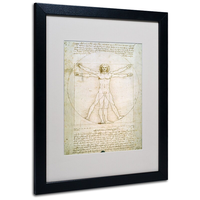 Trademark Fine Art Leonardo da Vinci 'The Proportions of the Human Figure' Matt Black Frame 16 x 20 Inches image 1