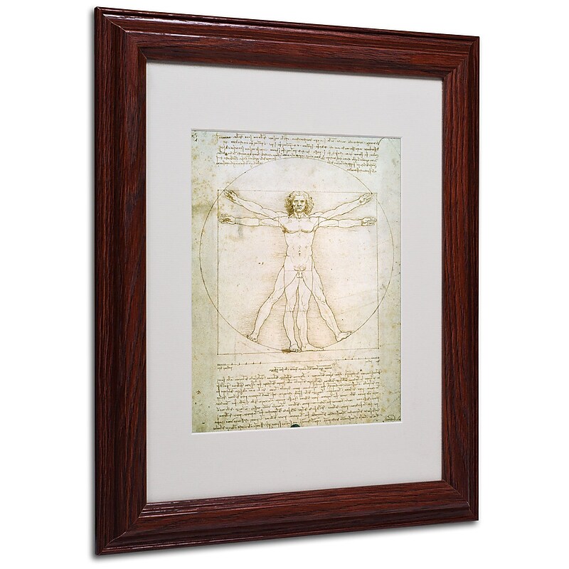 Leonardo da Vinci 'The Proportions of the Human Figure' Matt - 11 x 14 Inches - Wood Frame image 1