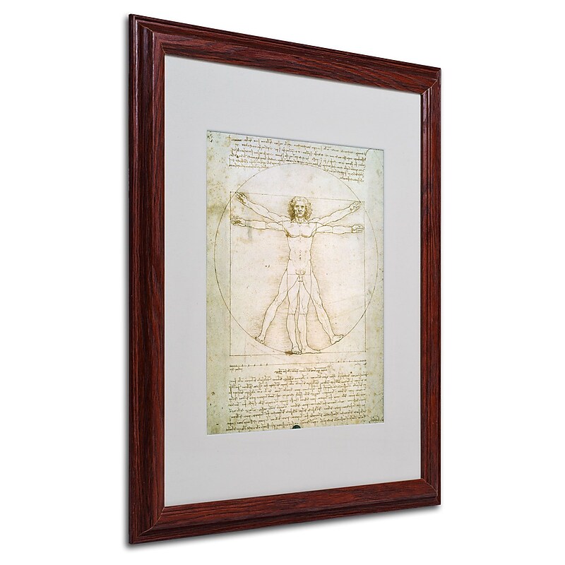 Leonardo da Vinci 'The Proportions of the Human Figure' Matt - 16 x 20 Inches - Wood Frame image 1
