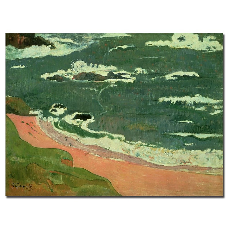 Trademark Fine Art Paul Gaugin 'Beach at Le Pouldu, 1889' Canvas Art 18x24 Inches image 1