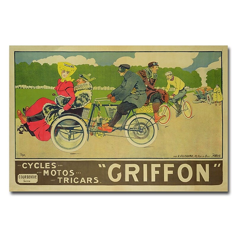 Trademark Fine Art Walter Thor 'Griffon Cycles Motors & Tricars' Canvas Art 16x24 Inches image 1