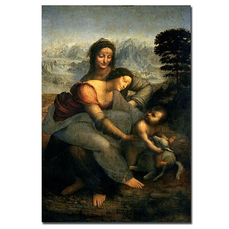 Trademark Fine Art Leonardo da Vinci 'Virgin and Child with St. Anne' Art 16x24 Inches image 1