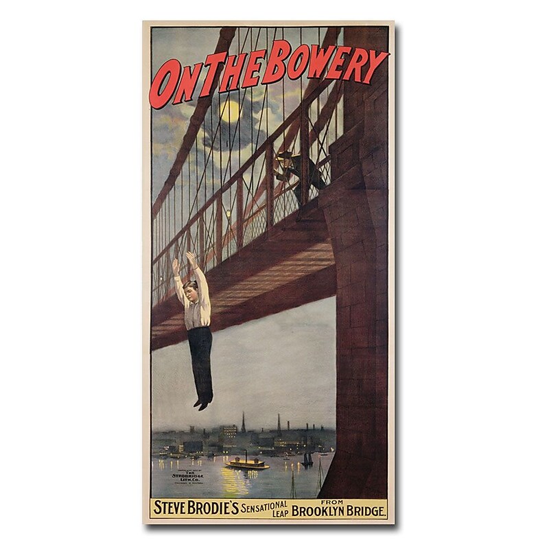 Trademark Fine Art 'Steve Brodie's Leap from the Brooklyn Bridge' Canvas Art 16x32 Inches image 1