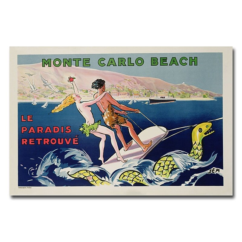 Trademark Fine Art Georges Goursat 'Monte Carlo Beach 1932' Canvas Art image 1