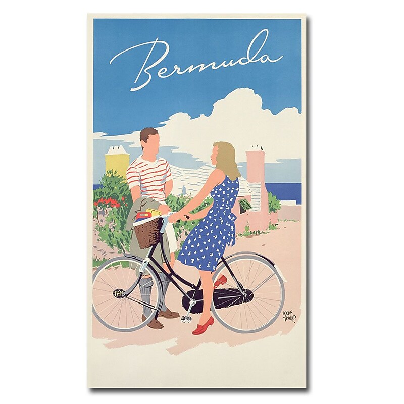 Trademark Fine Art Adolph Treidler 'Bermuda 1956' Canvas Art 14x24 Inches image 1