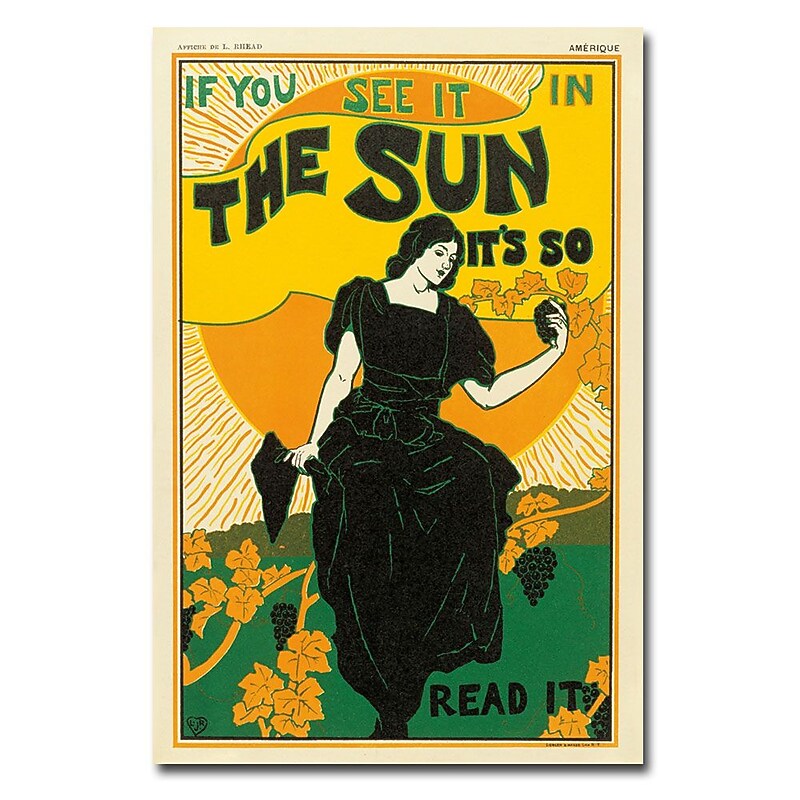 Trademark Fine Art Louis Rhead 'The Sun Newspaper 1895' 16x24 Inches image 1