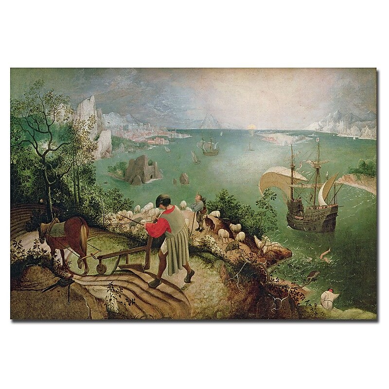 Trademark Fine Art Pieter Bruegel 'Landscape with Fall of Icarus, 1555' Canvas 22x32 Inches image 1