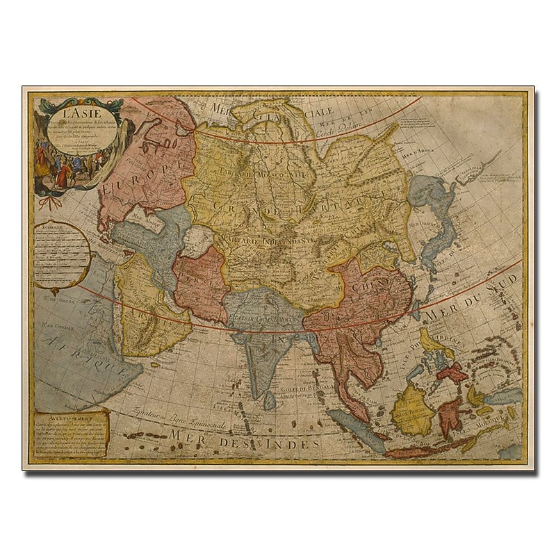 Trademark Fine Art Paris Guillaume Delilse 'Map of Asia, 1700' Canvas Art 35x47 Inches image 1