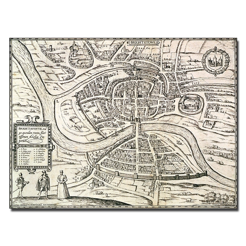 Trademark Fine Art Braun Hogenberg 'Map of Bristol 1581' Canvas Art 35x47 Inches image 1