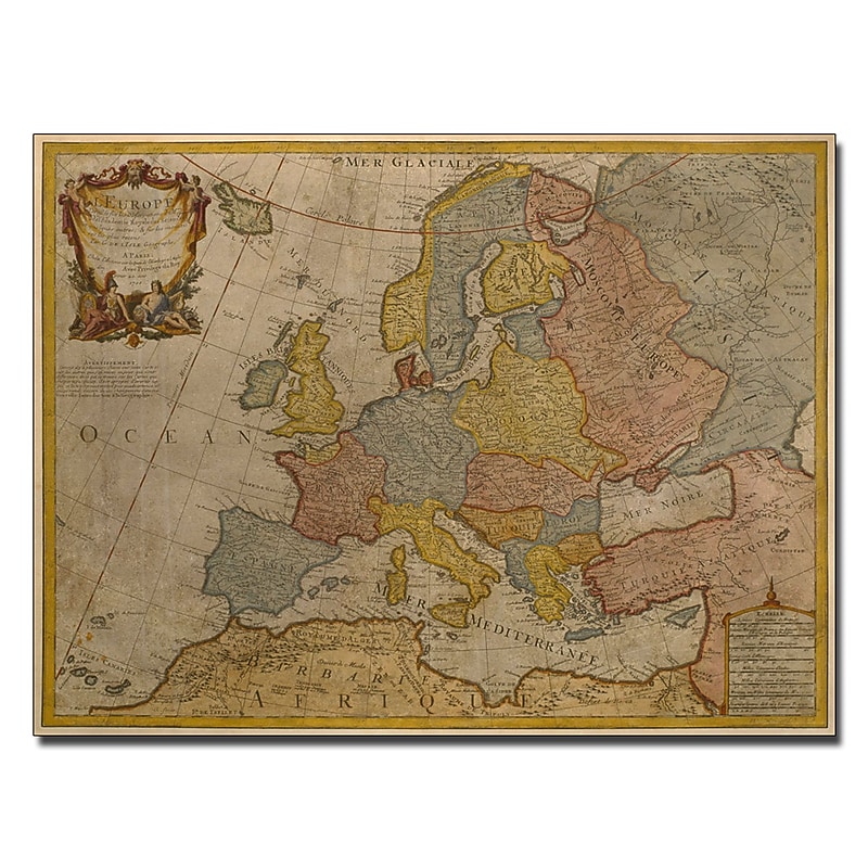 Trademark Fine Art Paris Guillaume Delisle 'Map of Europe 1700' Canvas Art 35x47 Inches image 1