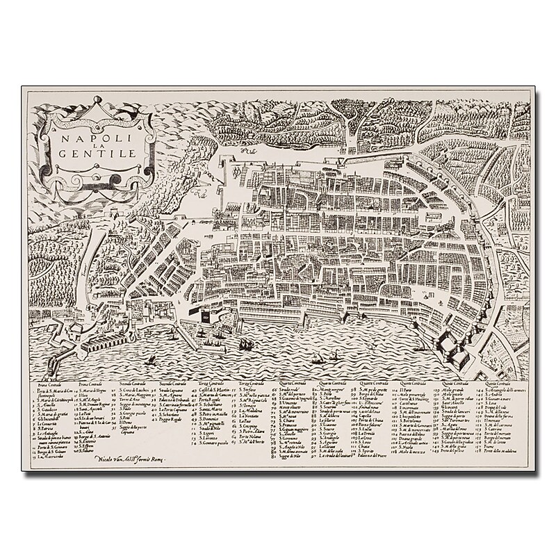 Trademark Fine Art Map of Naples 1600' Canvas Art 35x47 Inches image 1