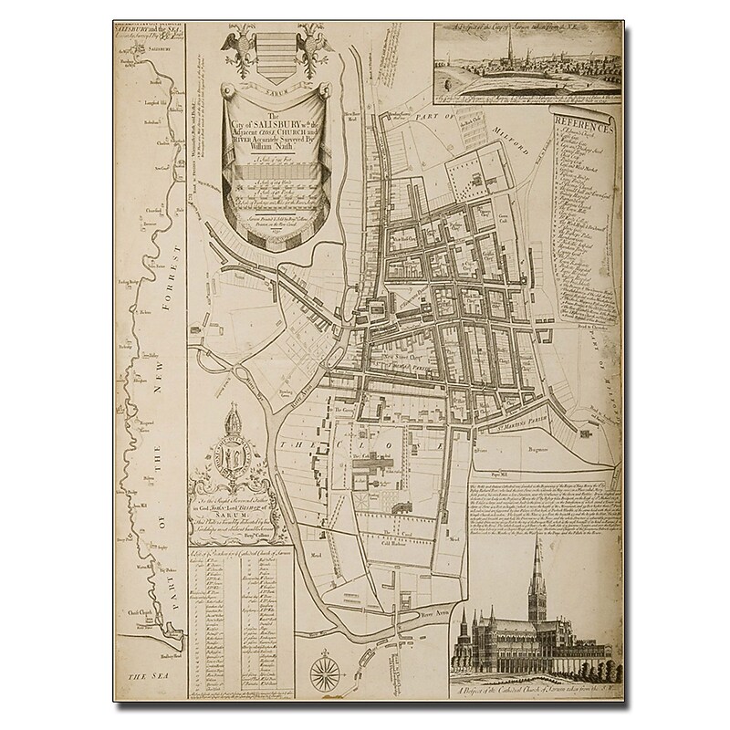 Trademark Fine Art William Nash 'Map of Salisbury 1751' Canvas Art 35x47 Inches image 1