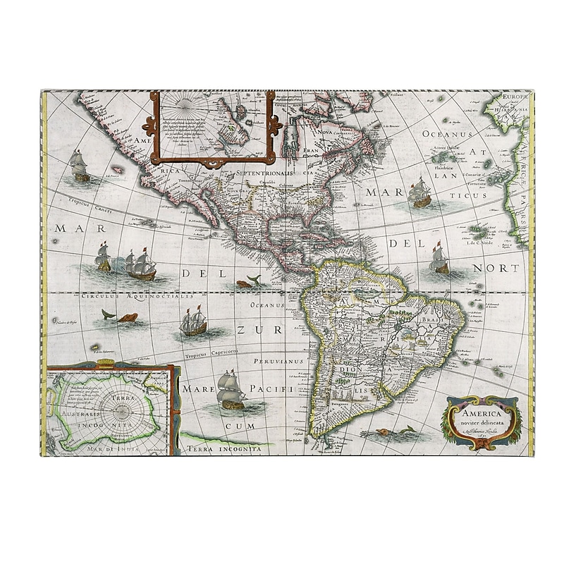 Trademark Fine Art Henricus Hondius 'Map of the Americas 1631' Canvas Art 35x47 Inches image 1